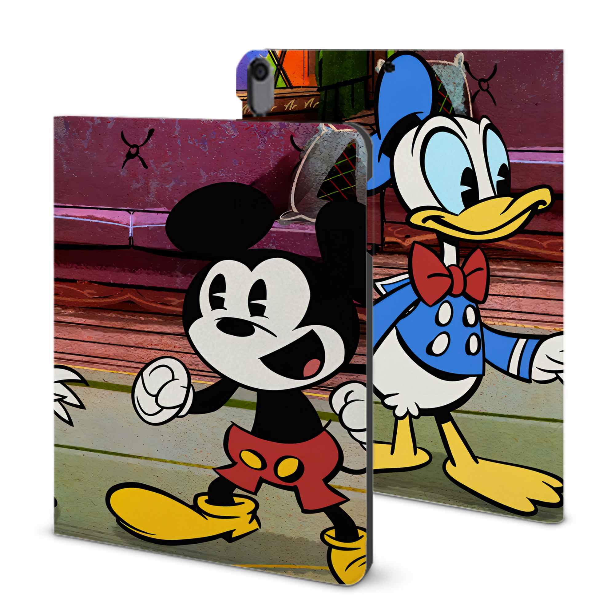 （画像用） ミッキーマウス Mickey Mouse IPad ケース ブック型 PUレザー TPU 耐衝撃 軽量 薄型 ペン収納なし 全面保護 IPad 各モデル対応